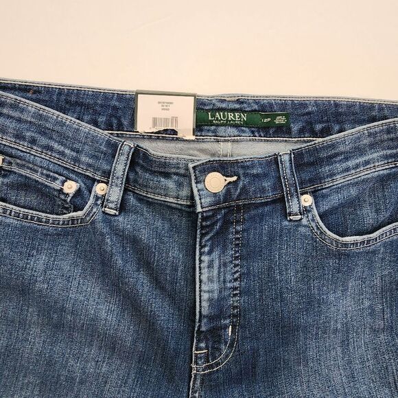 Lauren Ralph Lauren 12P Women Premier Denim Dark Wash Straight Crop Jeans - Picture 9 of 13